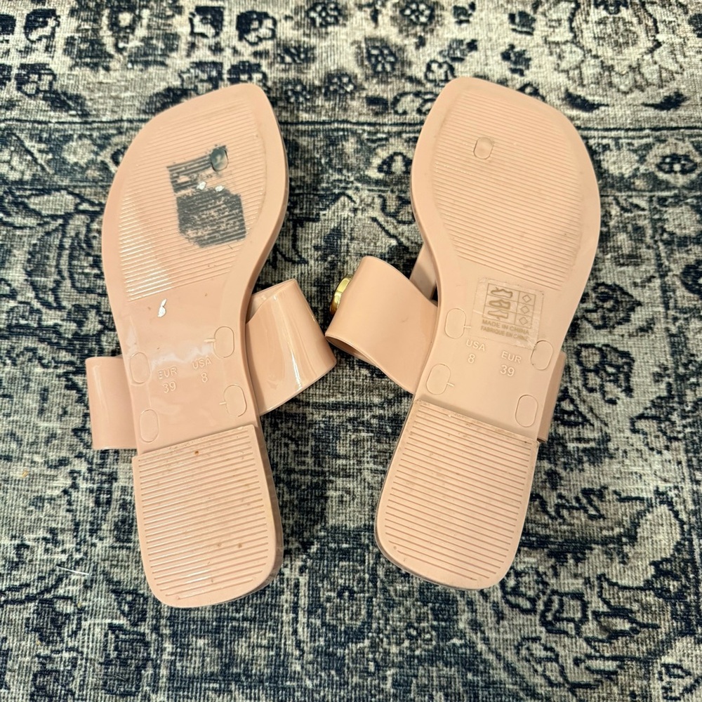 JEFFREY CAMPBELL Women’s 8 Anthro A Lil Bit Shiny Slip On Jelly Sandals Thong - Picture 4 of 5